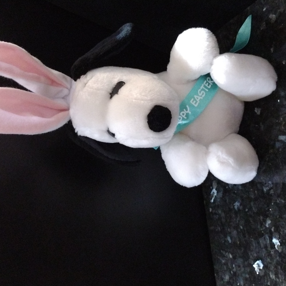 1968 Snoopy Plush W/ Bunny Ears & Happy Easter Ribbon Shash Attached